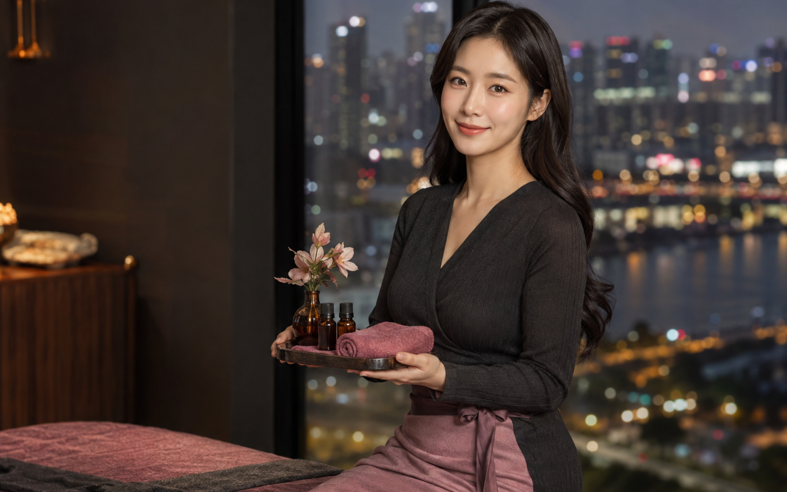 여주 방문 홈케어를 안내하는 젊은 성인 한국 여성 관리사