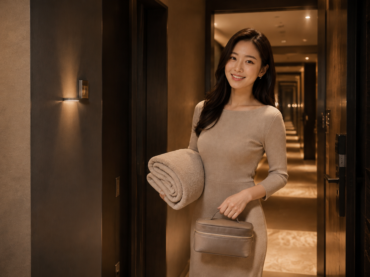 여주 방문 홈케어 일정을 준비하는 젊은 성인 한국 여성 관리사